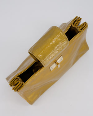 Chanel Gold Metallic Reissue Small Double Clutch Bag in Patent Leather with Champagne Gold Hardware