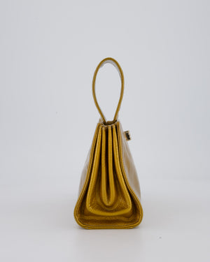 Chanel Gold Metallic Reissue Small Double Clutch Bag in Patent Leather with Champagne Gold Hardware
