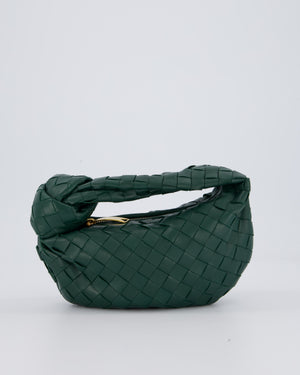 Bottega Veneta Forrest Green Mini Jodie Bag in Intrecciato Calfskin Leather with Gold Hardware
