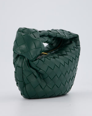 Bottega Veneta Forrest Green Mini Jodie Bag in Intrecciato Calfskin Leather with Gold Hardware