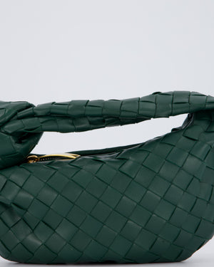 Bottega Veneta Forrest Green Mini Jodie Bag in Intrecciato Calfskin Leather with Gold Hardware