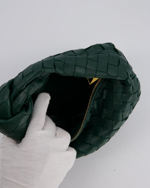 Bottega Veneta Forrest Green Mini Jodie Bag in Intrecciato Calfskin Leather with Gold Hardware