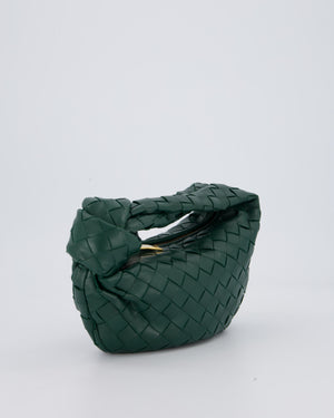 Bottega Veneta Forrest Green Mini Jodie Bag in Intrecciato Calfskin Leather with Gold Hardware