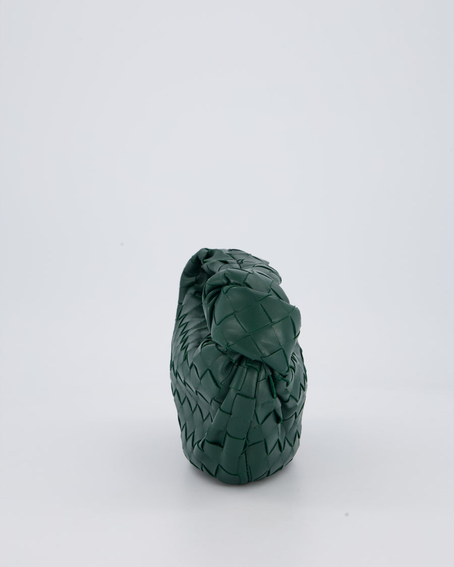 Bottega Veneta Forrest Green Mini Jodie Bag in Intrecciato Calfskin Leather with Gold Hardware