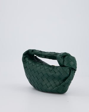 Bottega Veneta Forrest Green Mini Jodie Bag in Intrecciato Calfskin Leather with Gold Hardware