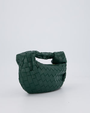 Bottega Veneta Forrest Green Mini Jodie Bag in Intrecciato Calfskin Leather with Gold Hardware