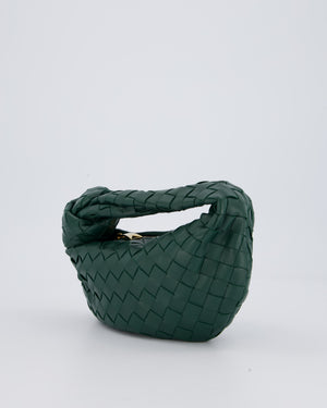 Bottega Veneta Forrest Green Mini Jodie Bag in Intrecciato Calfskin Leather with Gold Hardware