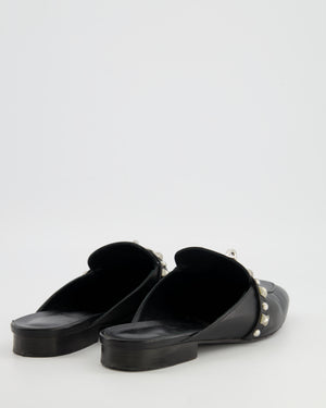 Hermès Black Leather Oz Mules with Silver Stud Details Size EU 39 RRP £1,600
