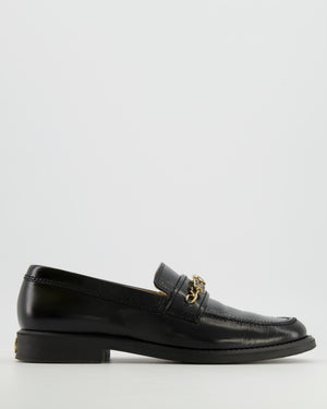 Chanel Black Patent Leather Loafers With Gold Enamel CC Logo Charm Details Size EU 40