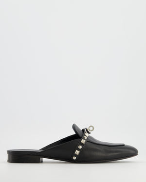 Hermès Black Leather Oz Mules with Silver Stud Details Size EU 39 RRP £1,600