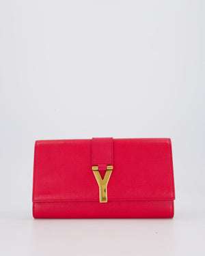Yves Saint Laurent Fuchsia Pink Y-Ligne Clutch Bag in Leather