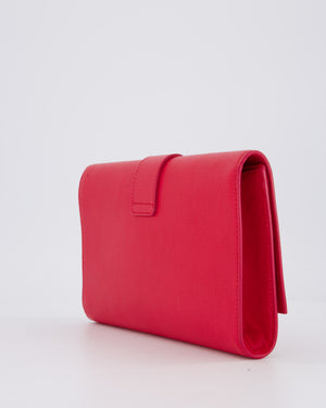 Yves Saint Laurent Fuchsia Pink Y-Ligne Clutch Bag in Leather