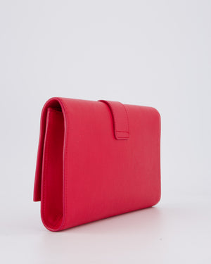 Yves Saint Laurent Fuchsia Pink Y-Ligne Clutch Bag in Leather
