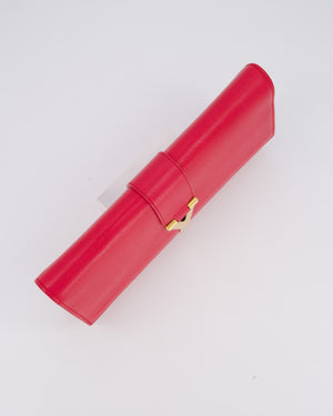 Yves Saint Laurent Fuchsia Pink Y-Ligne Clutch Bag in Leather