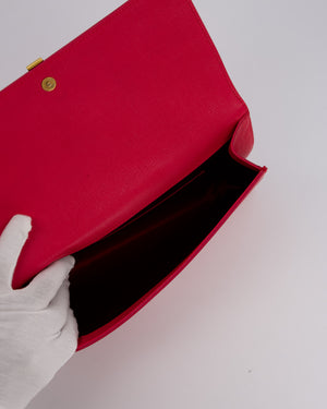 Yves Saint Laurent Fuchsia Pink Y-Ligne Clutch Bag in Leather