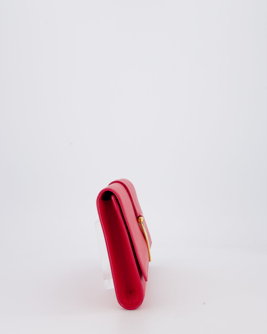 Yves Saint Laurent Fuchsia Pink Y-Ligne Clutch Bag in Leather
