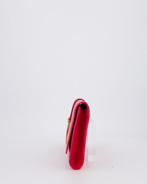 Yves Saint Laurent Fuchsia Pink Y-Ligne Clutch Bag in Leather