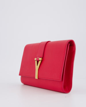 Yves Saint Laurent Fuchsia Pink Y-Ligne Clutch Bag in Leather