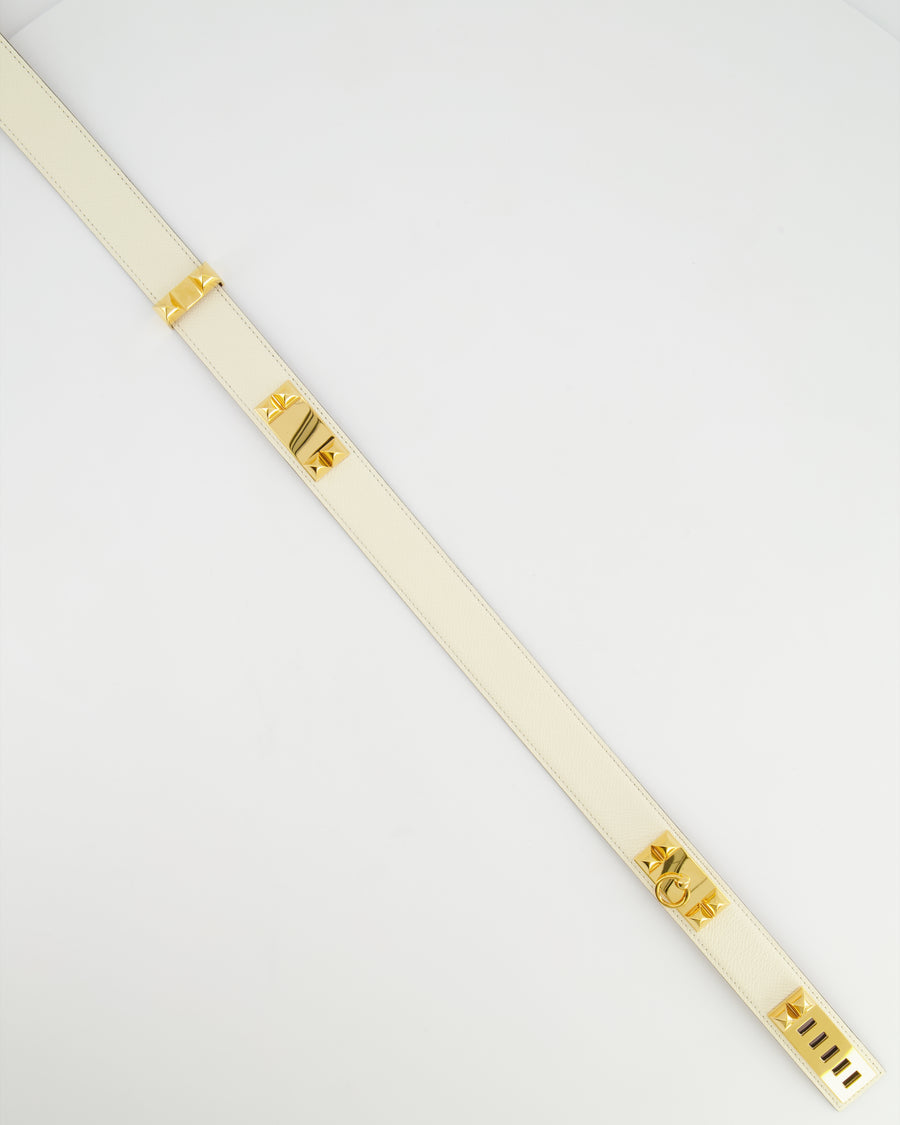 Hermès Collier de Chien 32 Leather Belt in Nata Epsom Leather with Gold Hardware Size 80 RRP £2,570