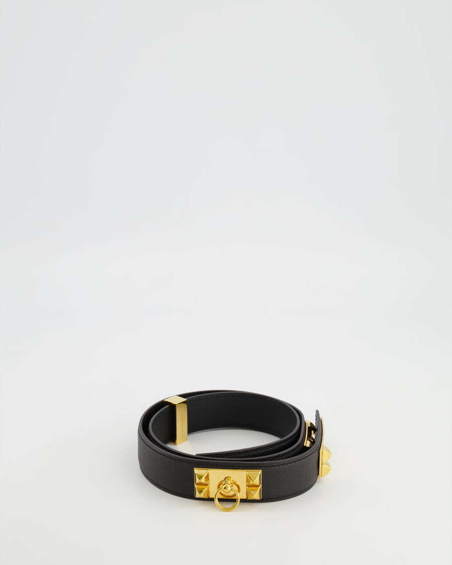 Hermès Collier de Chien 32 Belt in Black Epsom Leather with Gold Hardware Size 85 RRP £2,570