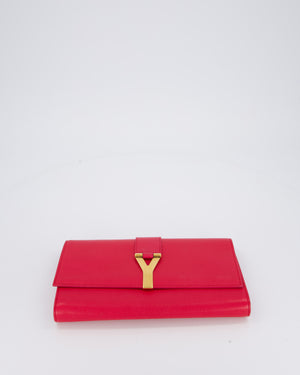 Yves Saint Laurent Fuchsia Pink Y-Ligne Clutch Bag in Leather