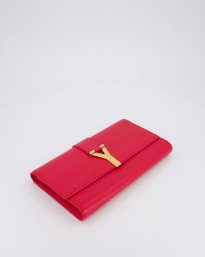 Yves Saint Laurent Fuchsia Pink Y-Ligne Clutch Bag in Leather