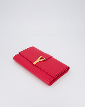 Yves Saint Laurent Fuchsia Pink Y-Ligne Clutch Bag in Leather