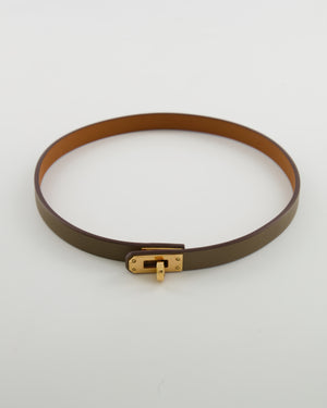 Hermès Mini Kelly Choker Necklace in Etoupe Swift Leather with Rose Gold Hardware RRP £465
