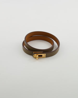 Hermès Mini Kelly Choker Necklace in Etoupe Swift Leather with Rose Gold Hardware RRP £465