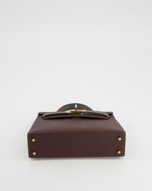 *SUPER RARE* Hermès HSS Mini Kelly II 20 Bag in Rouge Sellier and Gris Meyer Epsom Leather with Contrast Stitching and Permabrass Hardware