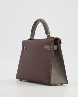 *SUPER RARE* Hermès HSS Mini Kelly II 20 Bag in Rouge Sellier and Gris Meyer Epsom Leather with Contrast Stitching and Permabrass Hardware