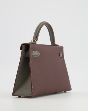 *SUPER RARE* Hermès HSS Mini Kelly II 20 Bag in Rouge Sellier and Gris Meyer Epsom Leather with Contrast Stitching and Permabrass Hardware