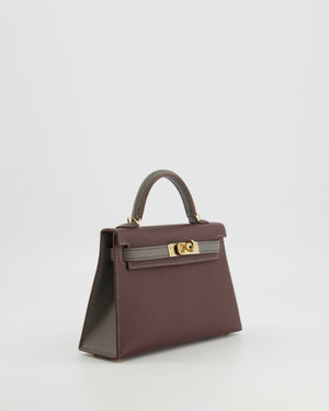 *SUPER RARE* Hermès HSS Mini Kelly II 20 Bag in Rouge Sellier and Gris Meyer Epsom Leather with Contrast Stitching and Permabrass Hardware