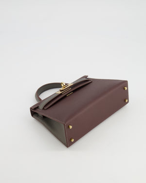 *SUPER RARE* Hermès HSS Mini Kelly II 20 Bag in Rouge Sellier and Gris Meyer Epsom Leather with Contrast Stitching and Permabrass Hardware