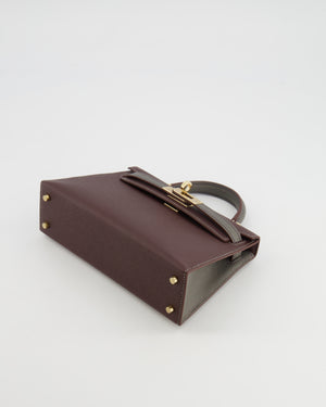 *SUPER RARE* Hermès HSS Mini Kelly II 20 Bag in Rouge Sellier and Gris Meyer Epsom Leather with Contrast Stitching and Permabrass Hardware