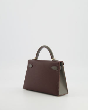 *SUPER RARE* Hermès HSS Mini Kelly II 20 Bag in Rouge Sellier and Gris Meyer Epsom Leather with Contrast Stitching and Permabrass Hardware