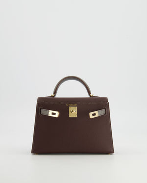 *SUPER RARE* Hermès HSS Mini Kelly II 20 Bag in Rouge Sellier and Gris Meyer Epsom Leather with Contrast Stitching and Permabrass Hardware