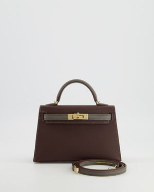 *SUPER RARE* Hermès HSS Mini Kelly II 20 Bag in Rouge Sellier and Gris Meyer Epsom Leather with Contrast Stitching and Permabrass Hardware
