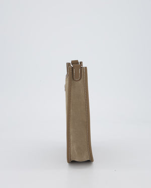 Hermès Mini Evelyne Sellier Bag in Gris Caillou Grizzly Suede and Etoupe Clemence Leather with Palladium Hardware