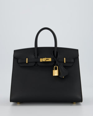 Hermès Birkin 25 Sellier Bag in Noir Epsom Leather with Gold Hardware