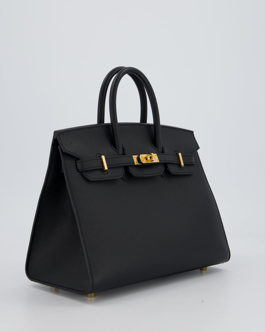 Hermès Birkin 25 Sellier Bag in Noir Epsom Leather with Gold Hardware