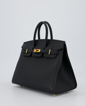 Hermès Birkin 25 Sellier Bag in Noir Epsom Leather with Gold Hardware