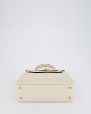 *RARE* Hermès HSS Kelly 25 Sellier Bag in Verso Craie and Jaune Ambre Epsom Leather with Permabrass&nbsp; Hardware