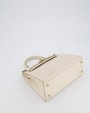 *RARE* Hermès HSS Kelly 25 Sellier Bag in Verso Craie and Jaune Ambre Epsom Leather with Permabrass&nbsp; Hardware
