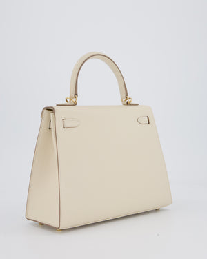 *RARE* Hermès HSS Kelly 25 Sellier Bag in Verso Craie and Jaune Ambre Epsom Leather with Permabrass&nbsp; Hardware