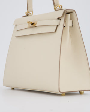 *RARE* Hermès HSS Kelly 25 Sellier Bag in Verso Craie and Jaune Ambre Epsom Leather with Permabrass&nbsp; Hardware