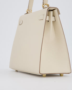 *RARE* Hermès HSS Kelly 25 Sellier Bag in Verso Craie and Jaune Ambre Epsom Leather with Permabrass&nbsp; Hardware