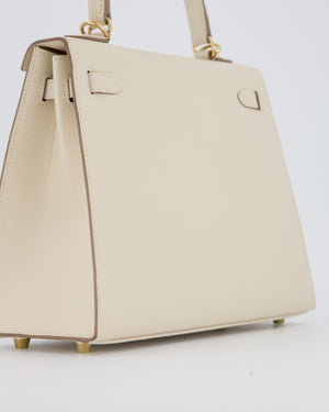 *RARE* Hermès HSS Kelly 25 Sellier Bag in Verso Craie and Jaune Ambre Epsom Leather with Permabrass&nbsp; Hardware