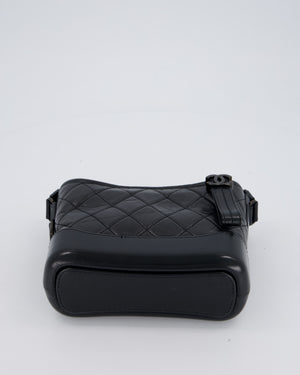 Chanel Black Small Gabrielle Bag in Calfskin Leather With So Black Hardware