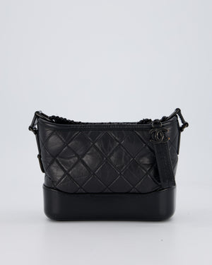 Chanel Black Small Gabrielle Bag in Calfskin Leather With So Black Hardware